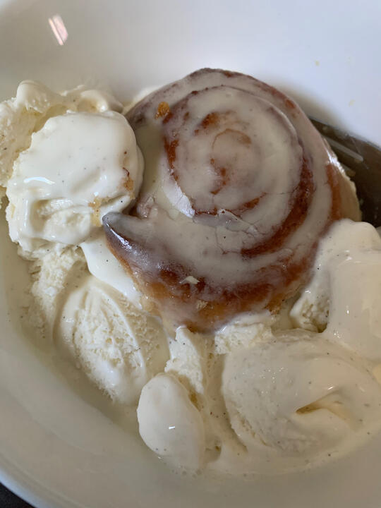 Cinnamon Roll w/ Cream Cheese Icing (ice cream not included)