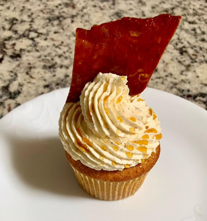 Maple Bacon Bourbon Cupcake with Bourbon Butter Frosting